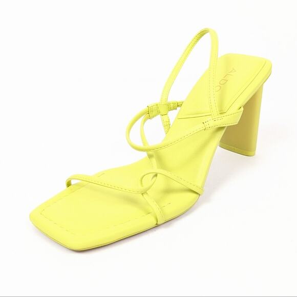 ALDO Chartreuse Meagan Strappy Square Toe Heeled Sandals Size 8 - Picture 1 of 10